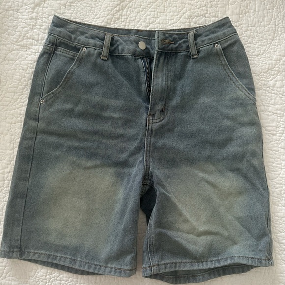 High Waist Denim Shorts - Gray - Picture 1 of 3